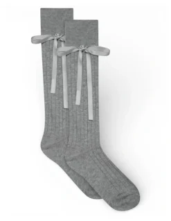 High Heel Jungle Prima Cotton With Satin Ribbon Socks in Grey