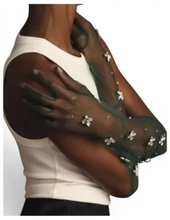 High Heel Jungle Queen Bee Opera Gloves in Green