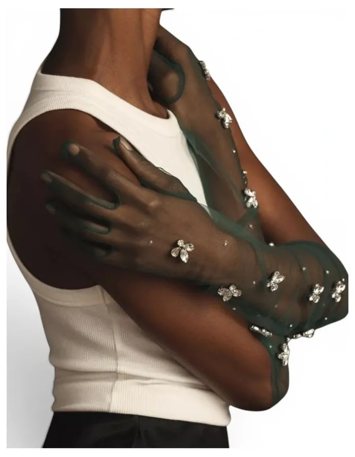 High Heel Jungle Queen Bee Opera Gloves in Green