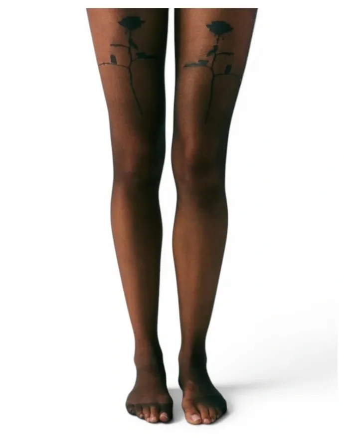 High Heel Jungle Rose Tattoo Tights