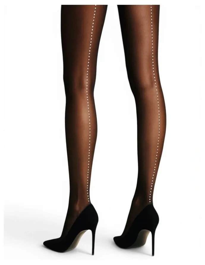 High Heel Jungle Satellite Crystal Back Seam Tights
