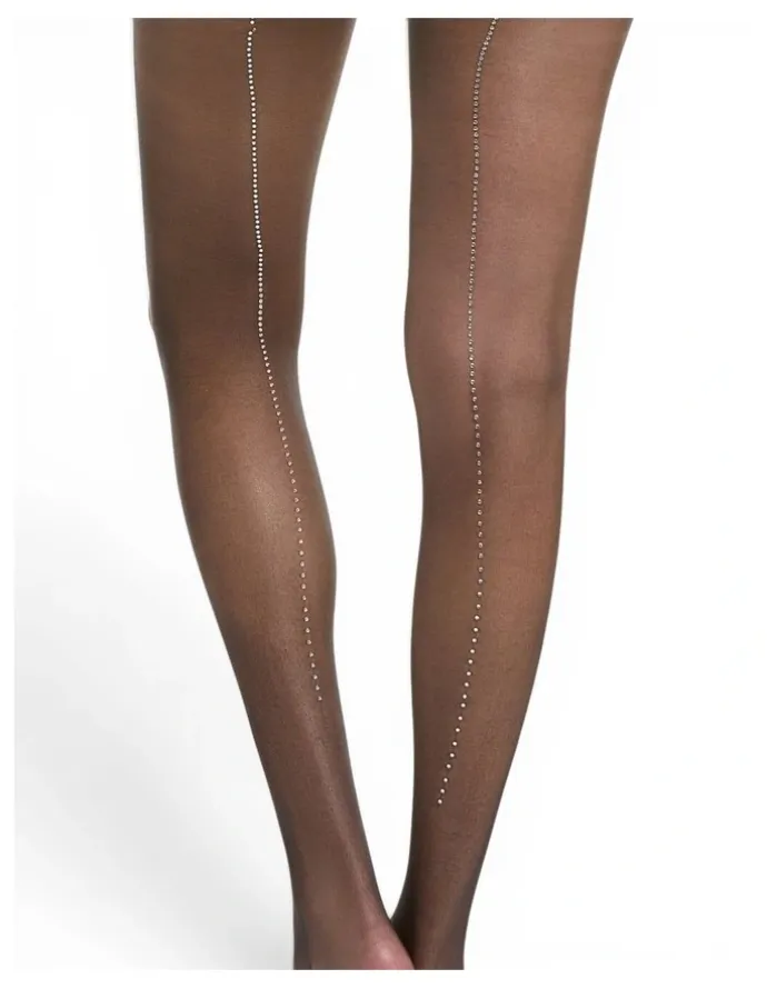High Heel Jungle Satellite Crystal Back Seam Tights
