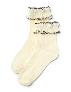 High Heel Jungle Sheer Frilly Cotton Socks in White
