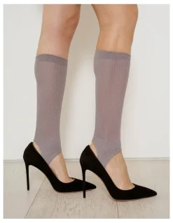 High Heel Jungle Show Pony Fine Strirrup Socks in Grey