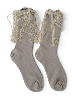High Heel Jungle Stevie Metallic Lurex Socks With Glitter Fringe in Blue