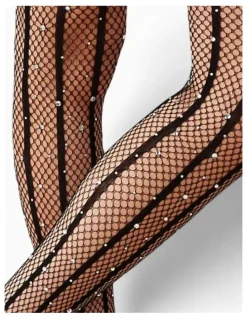 High Heel Jungle Strobed Glitter Fishnet Tights