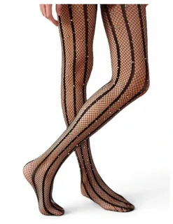 High Heel Jungle Strobed Glitter Fishnet Tights