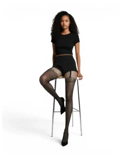 High Heel Jungle Suspend Reality Mesh Tights