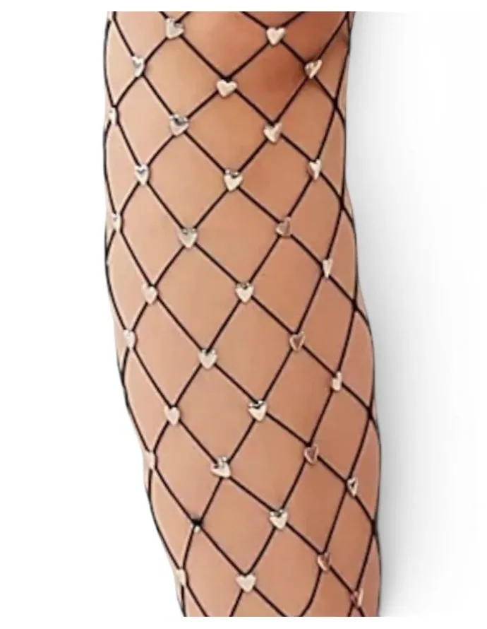 High Heel Jungle Sweet Heart Fishnet Tights