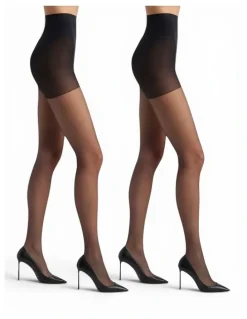 High Heel Jungle Tear Resistant Sheer Magic Tights - 2 Pairs