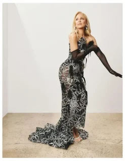 High Heel Jungle The Lily Long Mesh Gloves in Black