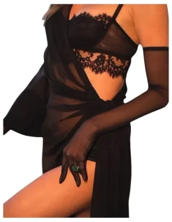 High Heel Jungle The Lily Long Mesh Gloves in Black