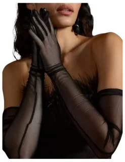 High Heel Jungle The Lily Long Mesh Gloves in Black