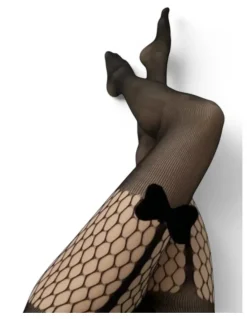High Heel Jungle Velvet Bow Fishnet Tights