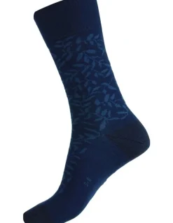 Humphrey Law Merino Wool Blend Health Over The Calf Socks in Navy/Denim
