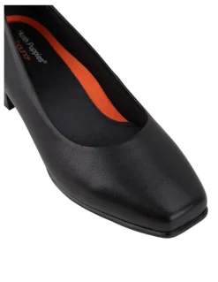 Hush Puppies The Low Square Leather Heeled Shoes in Black