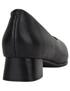 Hush Puppies The Low Square Leather Heeled Shoes in Black