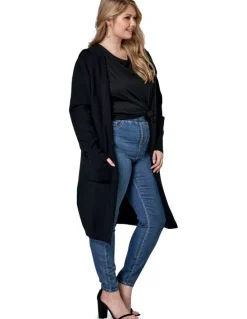 Indigo Tonic Hattie Hooded Longline Cardigan in Black