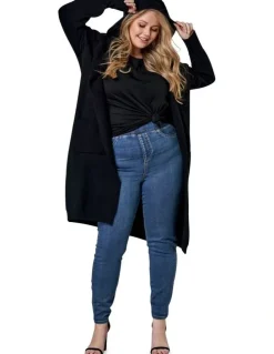 Indigo Tonic Hattie Hooded Longline Cardigan in Black