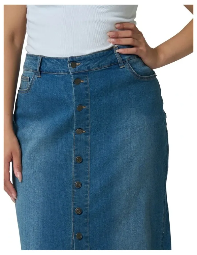 Indigo Tonic Jeannie Midi Skirt in Denim