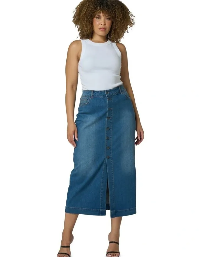 Indigo Tonic Jeannie Midi Skirt in Denim