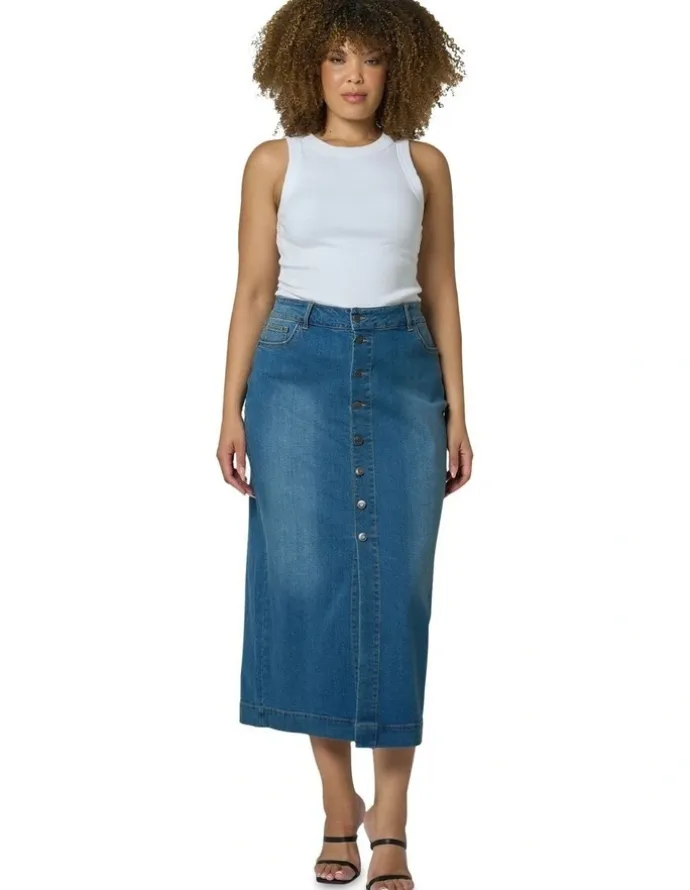 Indigo Tonic Jeannie Midi Skirt in Denim