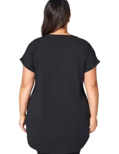 Indigo Tonic Lauren Longline Tee in Black