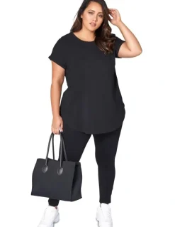 Indigo Tonic Lauren Longline Tee in Black
