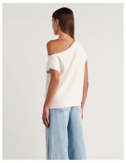 JAG Arden Off Shoulder Knit Top in White