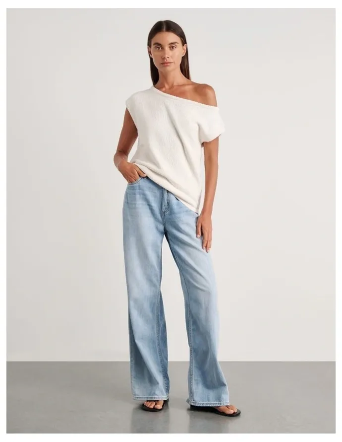 JAG Arden Off Shoulder Knit Top in White
