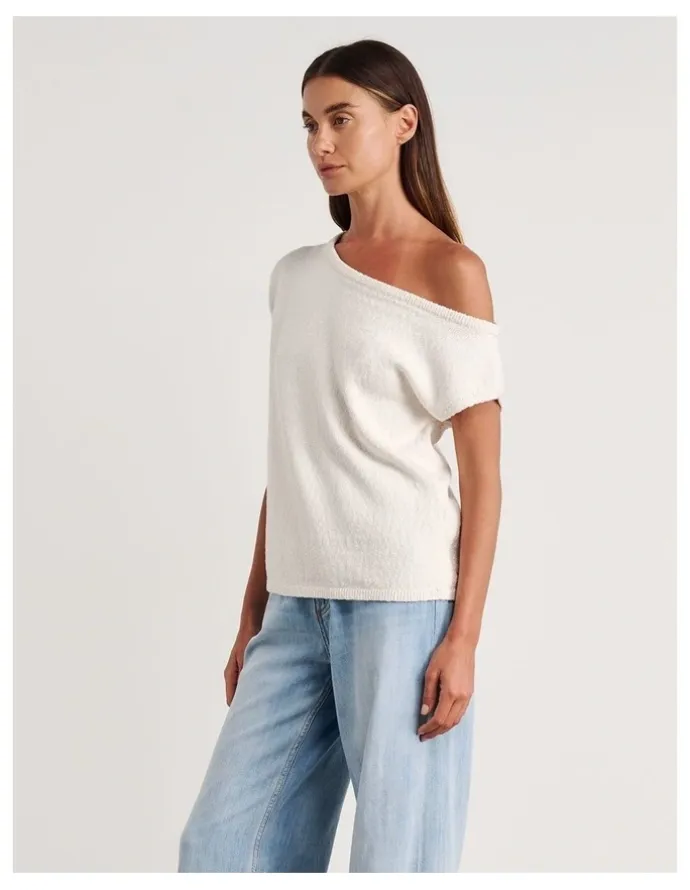 JAG Arden Off Shoulder Knit Top in White
