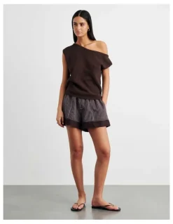JAG Arden Off Shoulder Knit Jumper in Brown