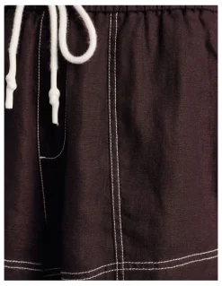 JAG Gigi Linen Pull On Shorts in Brown
