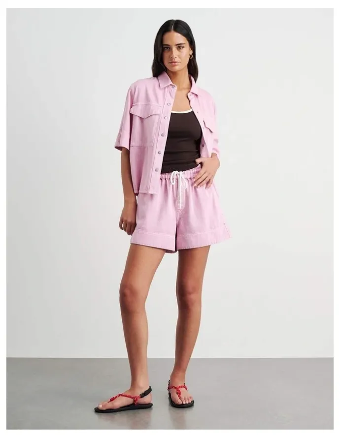 JAG Loe Denim Pull On Short in Pink
