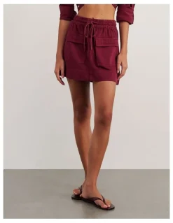 JAG Loe Denim Skirt in Wine
