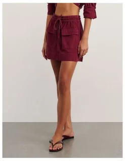JAG Loe Denim Skirt in Wine