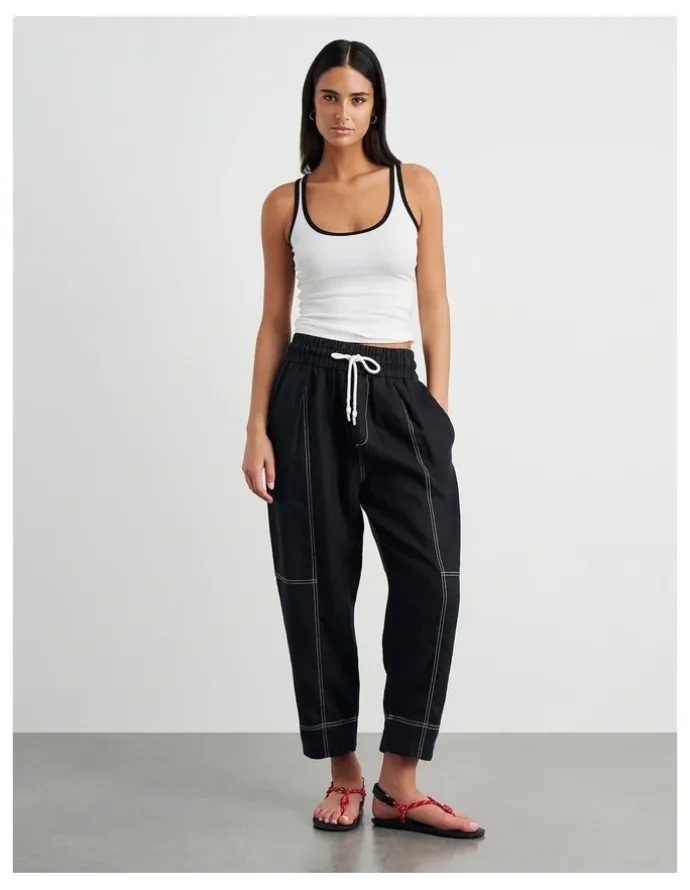 JAG Sabine Linen Pull On Pant in Black