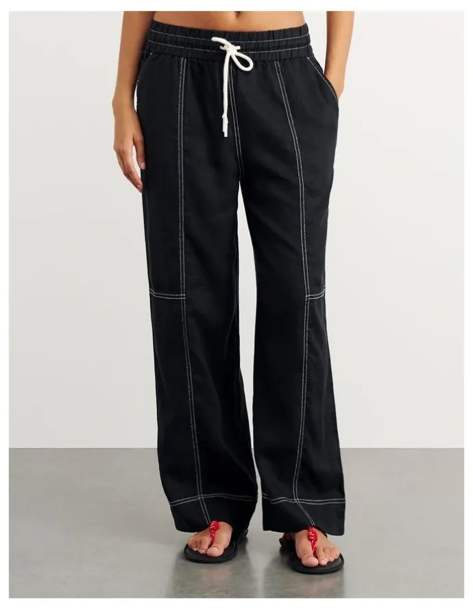 JAG Sabine Linen Relaxed Leg Pant in Black