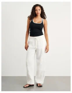 JAG Sabine Linen Relaxed Leg Pant in White