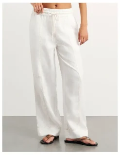 JAG Sabine Linen Relaxed Leg Pant in White