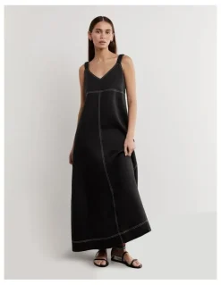 JAG Sara Linen Midi Dress in Black