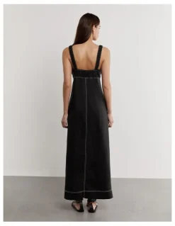 JAG Sara Linen Midi Dress in Black