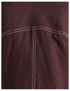 JAG Sara Linen Midi Dress in Dark Chocolate