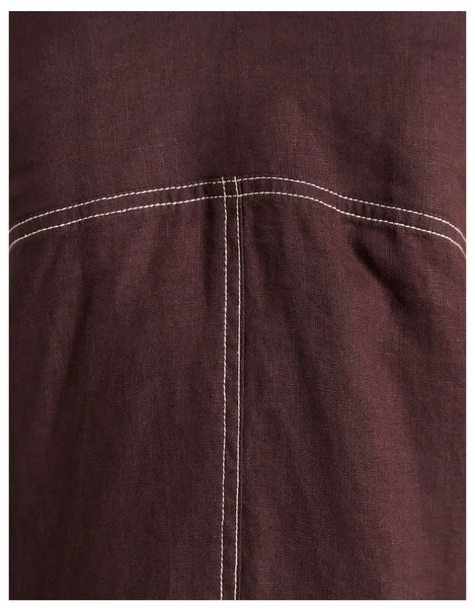 JAG Sara Linen Midi Dress in Dark Chocolate