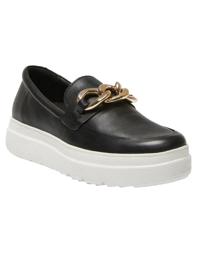 Jane Debster Bates Sneaker in Black Leather