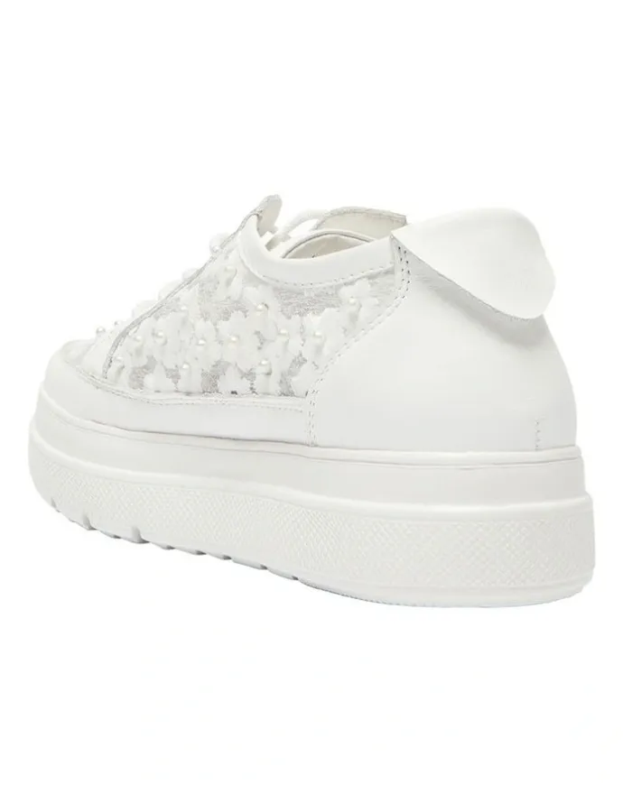 Jane Debster Benny Sneakers Leather Shoe in White Pearl
