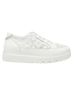 Jane Debster Benny Sneakers Leather Shoe in White Pearl