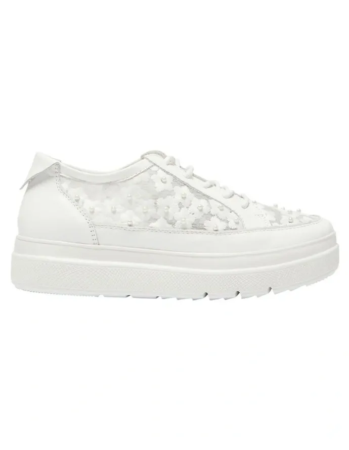 Jane Debster Benny Sneakers Leather Shoe in White Pearl