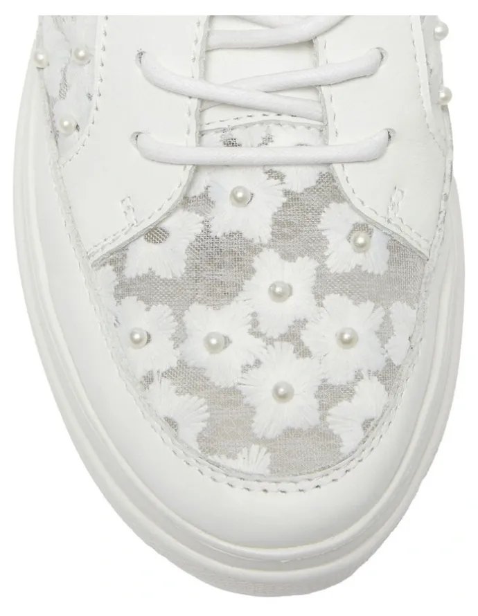 Jane Debster Benny Sneakers Leather Shoe in White Pearl
