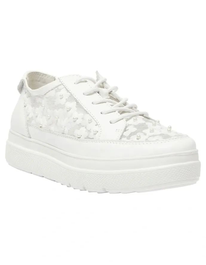 Jane Debster Benny Sneakers Leather Shoe in White Pearl